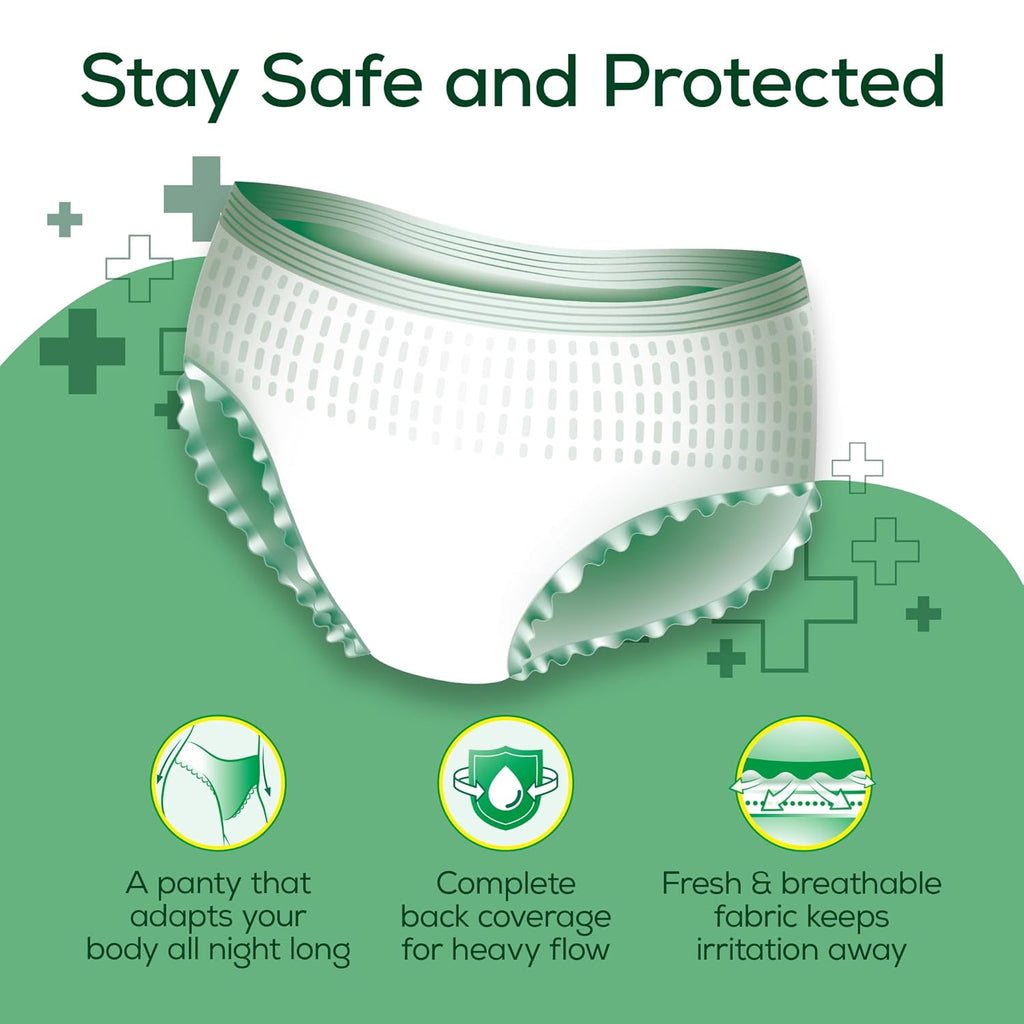 Evereve Anti Bacteria Period Panty for Girls & Women, (XL-XXL), 10 Pcs, 360 Degree Overnight Coverage, 99.9% Bacteria Free, High Absorbency for Heavy Flow, Maternity Postpartum Disposable Panty
