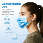 Blue Disposable Face Mask 100 Pcs Blue Face Masks 3 Ply Protection Masks
