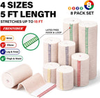 FRESINIDER Premium Elastic Bandage Wrap 8 Pack, 2-6 Inch, Hook and Loop