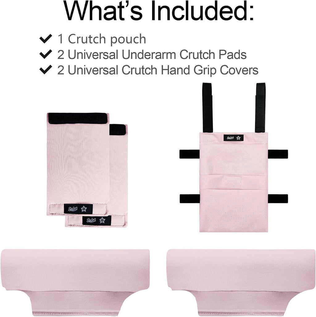 Crutches Padding & Crutch Bag (5 PCS) - Crutch Pads for Armpits and Hand Grips Water-Resistant Pouch for Crutches Crutch Cushions Crutches Accessories for Men, Women