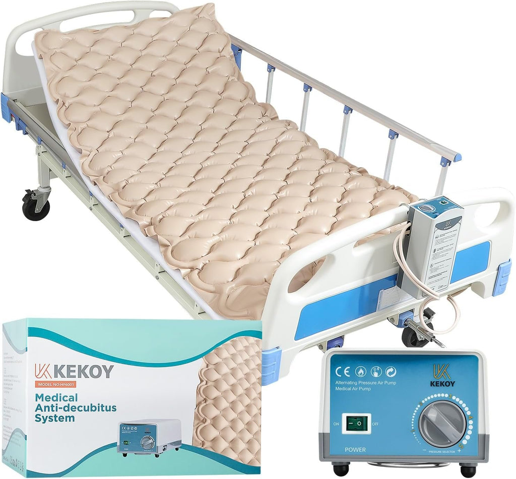 KEKOY Alternating Air Pressure Mattress Pad for Bed Sore Prevention | 130 Air Cells with Adjustable Quiet Pump, Waterproof Mattress Topper for Elderly, Bedridden Patients, Home and Hospital Care