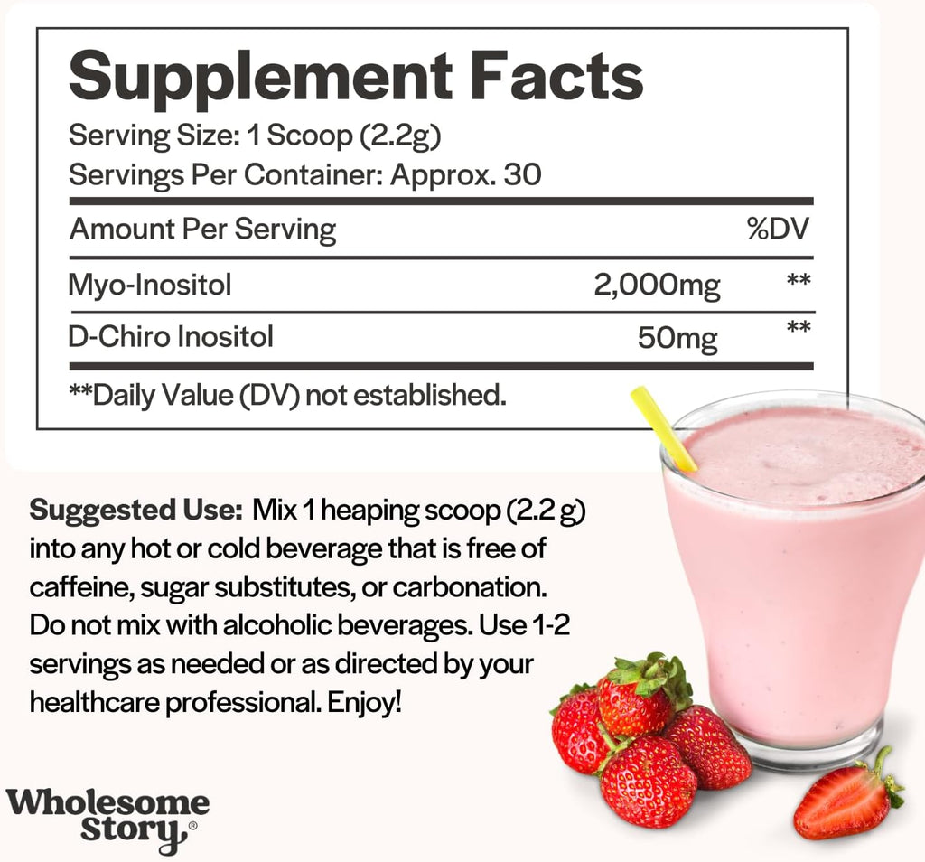 Myo-Inositol & D-Chiro Inositol Powder | 30-Day Supply | 40:1 Ratio | Hormonal Balance & Healthy Ovarian Function Support for Women | Vitamin B8 | Made in USA (2.17 oz)