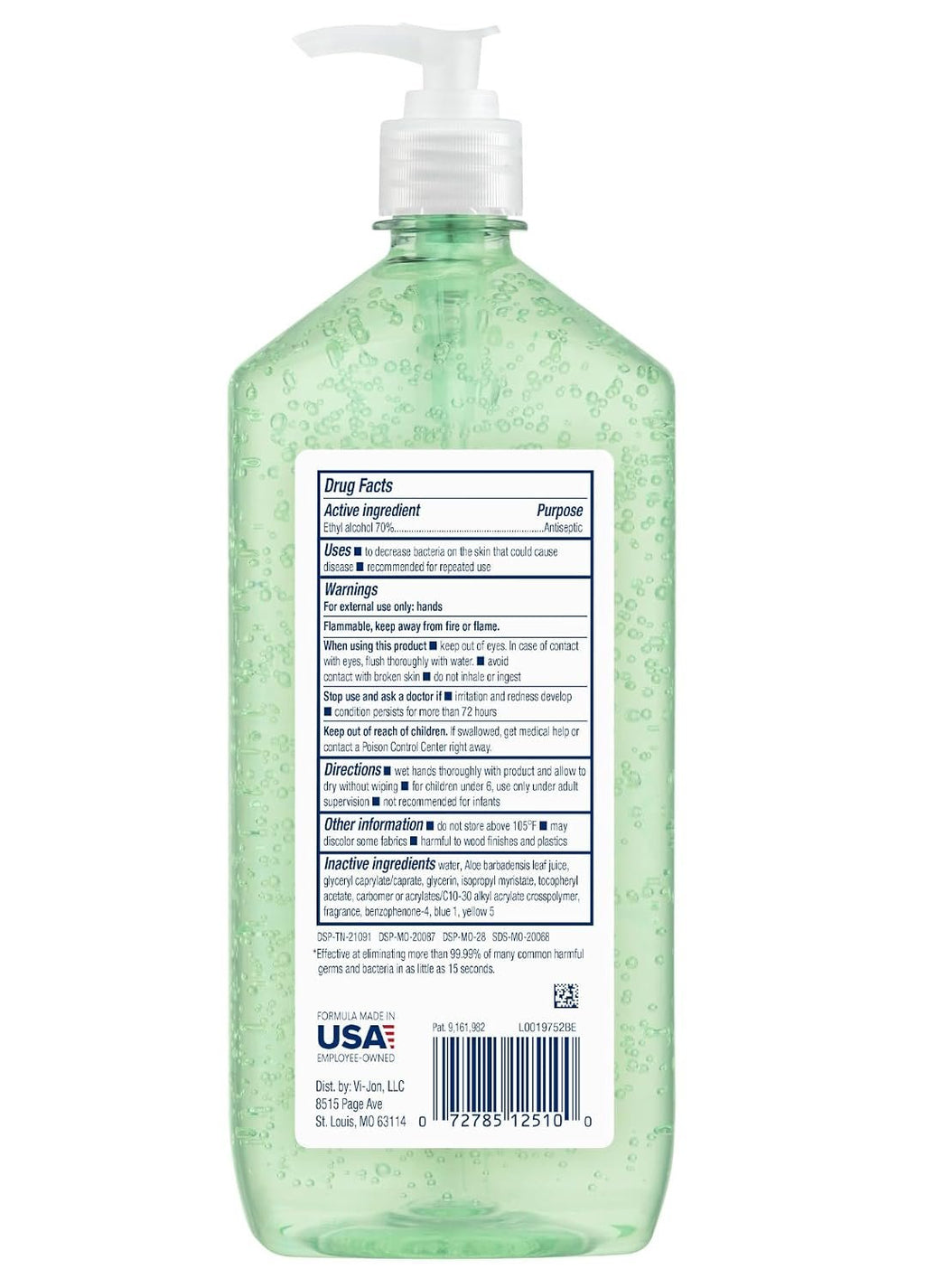 Germ-X Advanced Hand Sanitizer with Aloe and Vitamin E, 1 Liter, Less Drying Moisturizing Gel, No Rinse Formula, Pump Bottle (Pack of 2)