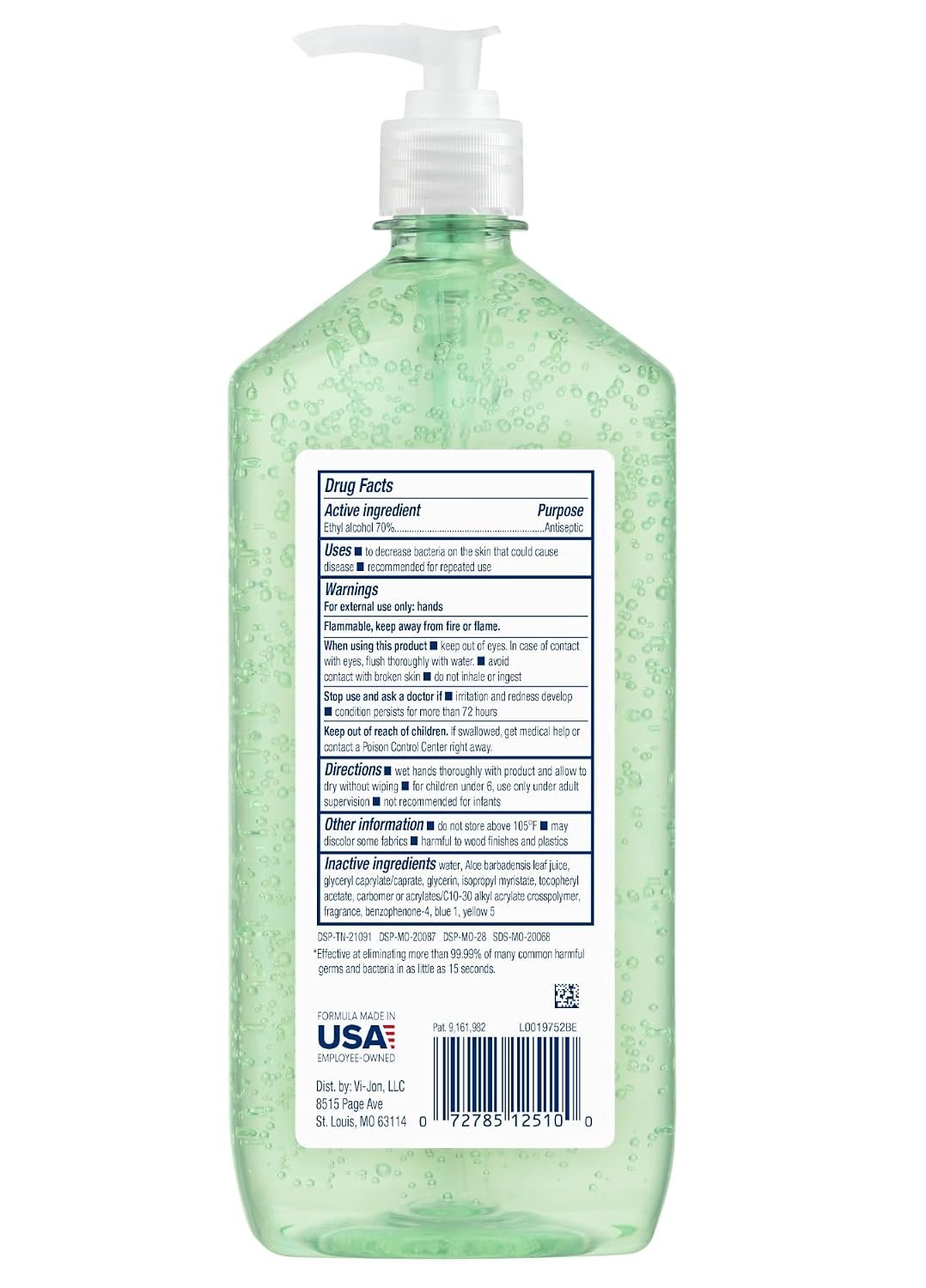 Germ-X Advanced Hand Sanitizer with Aloe and Vitamin E, 1 Liter, Less Drying Moisturizing Gel, No Rinse Formula, Pump Bottle (Pack of 2)