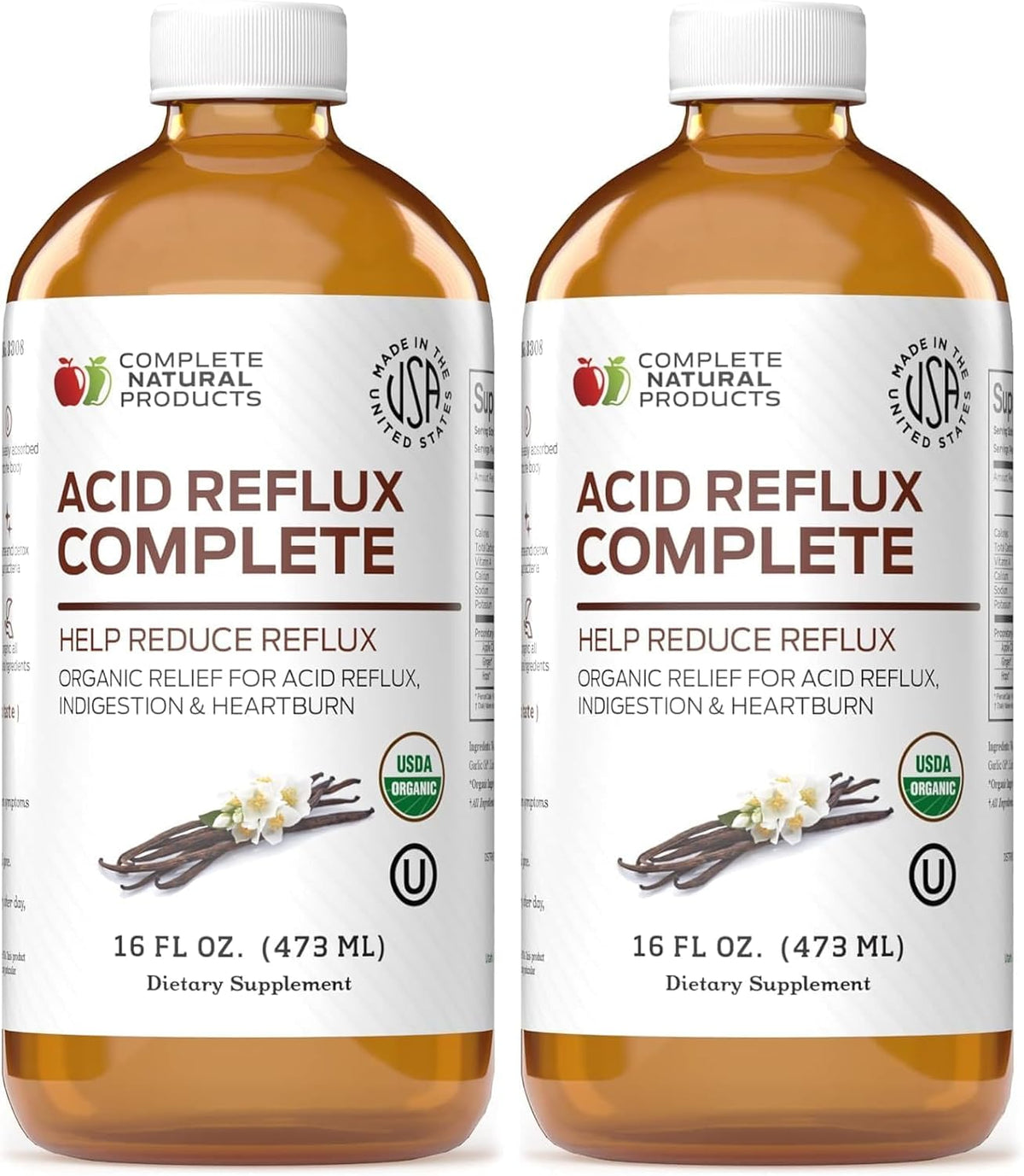 Acid Reflux Complete 16oz - Natural Organic Liquid Heartburn, GERD, & Amish Reflux Relief Remedy & Medicine (Pack of 2)