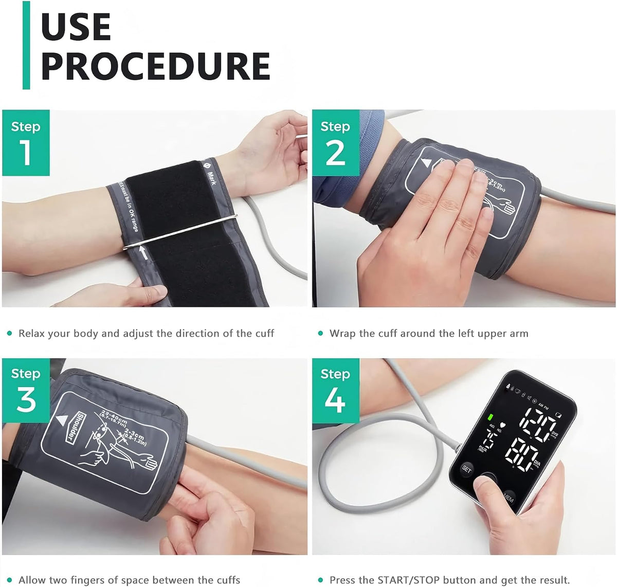 Oklar FDA Cleared Blood Pressure Monitor Upper Arm BP Machine for Home Use | Clinical Accuracy, 2x120 Memory, Large LED Display & 8.7"-15.7" Adjustable Cuff, Dual Power for Home & Travel, Black