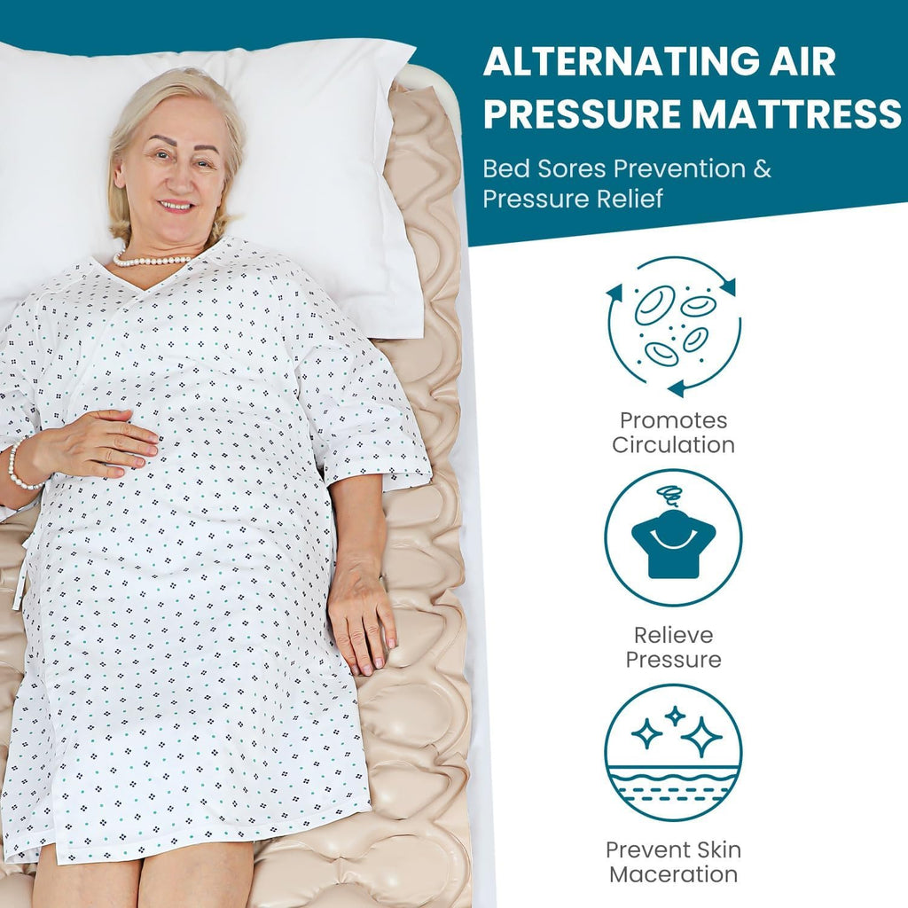 KEKOY Alternating Air Pressure Mattress Pad for Bed Sore Prevention | 130 Air Cells with Adjustable Quiet Pump, Waterproof Mattress Topper for Elderly, Bedridden Patients, Home and Hospital Care