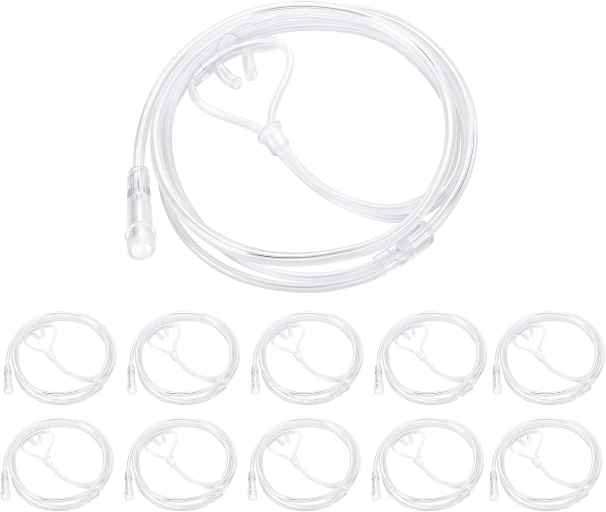 10 Pack 4Ft Oxygen Nasal Cannula，High Flow Lightweight, Transparent | Curved Nose Piece, High Flow, Lightweight, Transparent