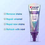 Crest 3D White Deep Stain Remover Toothpaste, Teeth whitening for Adults, 3.1oz, 2 Pack, Sensitivity Safe, Enamel Repair, Cavity Protection, Fluoride Toothpaste, Travel Size Toiletries
