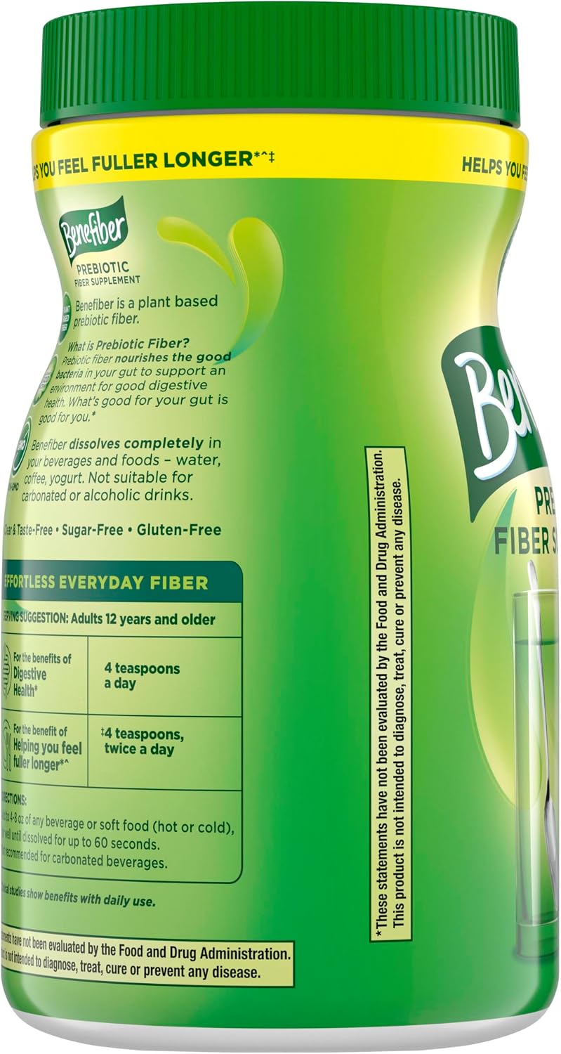 Benefiber Prebiotic Fiber Supplement Powder, Unflavored, 250 Teaspoons