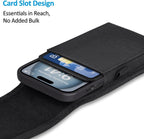 Cell Phone Holster with Card Holder Pouch Belt Clip Men for iPhone 17 Air 16 15 14 13 12 11 Pro Max Plus Samsung Galaxy S25 S24 S23 S22 Plus FE, L-Black