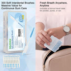 RAZOKO Silicone Soft Interdental Brushes | 300 Count Rubber Dental Picks with Travel Case | PFAS & BPA-Free