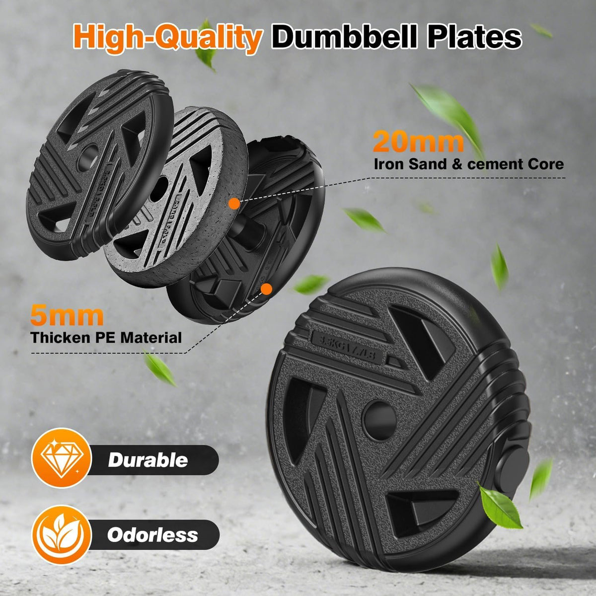 Adjustable Dumbbell Set with Connector for Home Gym Workout | 33/44/66/88lbs 5 in 1 Free Weights Dumbbells Set, Weights Set Used as Barbell, Kettlebells, Push up Stand, Weight Plate