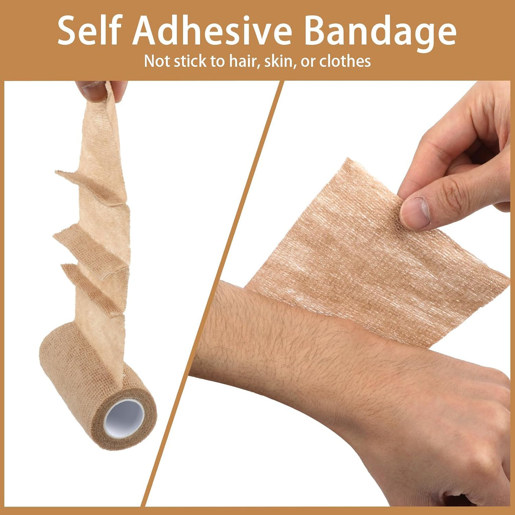 Self Adhesive Bandage Wrap 4 in, Elastic Vet Wrap, Athletic Sports Wraps | 6 Pcs 4 in × 5 yd, Stretch and Cohesive, Breathable and Soft, Tear Easily, Help Prevent Sprains, for Human Dog and Horse