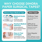 Dimora Paper Medical Tape, White, 8 Rolls, 2 Inch x 10 Yards | Hypoallergenic, For Sensitive Skin, Pain-Free Removal, Easy Tear, Waterproof