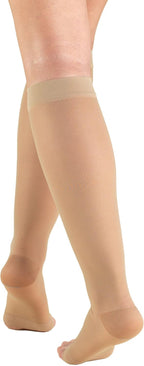 Truform Sheer Compression Stockings, 15-20 mmHg, Women's Knee High Length, Open Toe, 20 Denier, Medium