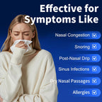 Neti Pot Sinus Rinse Bottle,Nasal Wash Bottle,Sinus Rinsing Cleaner Pressure Rinse Nasal Irrigation with Sticker Thermometer for Adult & Kid (300ml with 40 Nasal Wash Salt Packets)