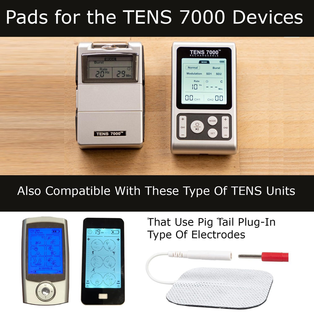 TENS 7000 Official TENS Unit Electrode Pads, 48 Pack, Premium Quality OTC Replacement Pads, 2" X 2", Compatible with Most Stim Machines Value Pack Replacement