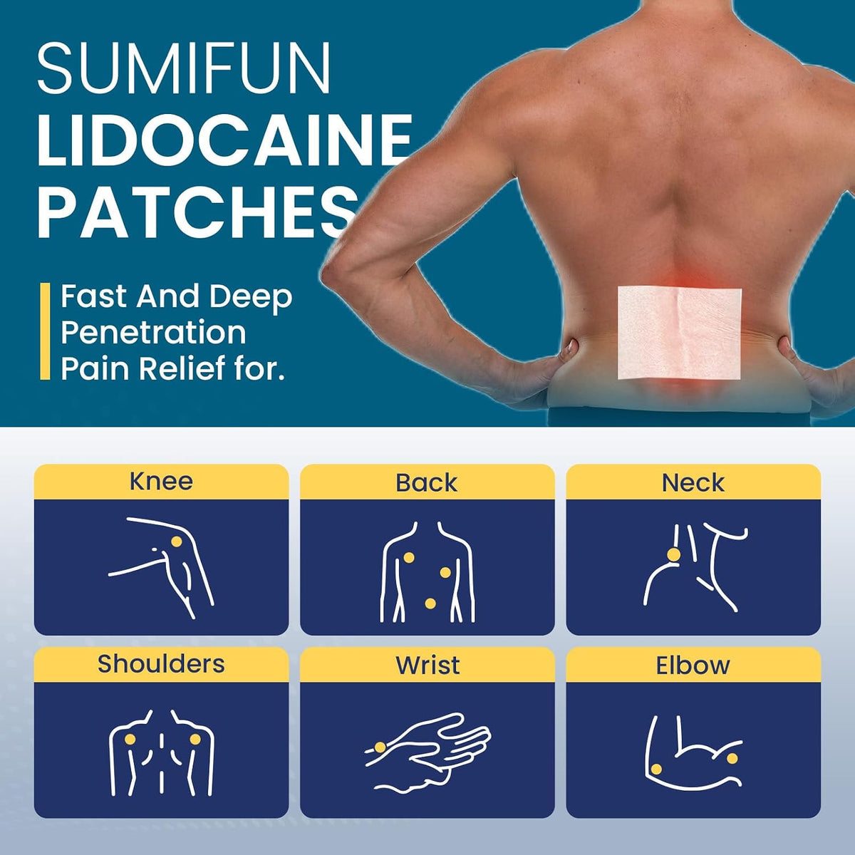 Sumifun 4% Lidocaine Pain Relief Patches 30 Count(Pack of 1) | Maximum Strength Numbing Gel Patch for Back Knee Neck Joint Ache Muscle Soreness Topical Analgesic