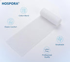 Hospora Medical Elastic Cotton Conforming Gauze Roll, 4 Inches, Individual Pack, First Aid Rolled Stretch Gauze, 24 Packs