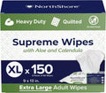 NorthShore Supreme Heavy-Duty Quilted Cleansing Wipes, X-Large,150 Count