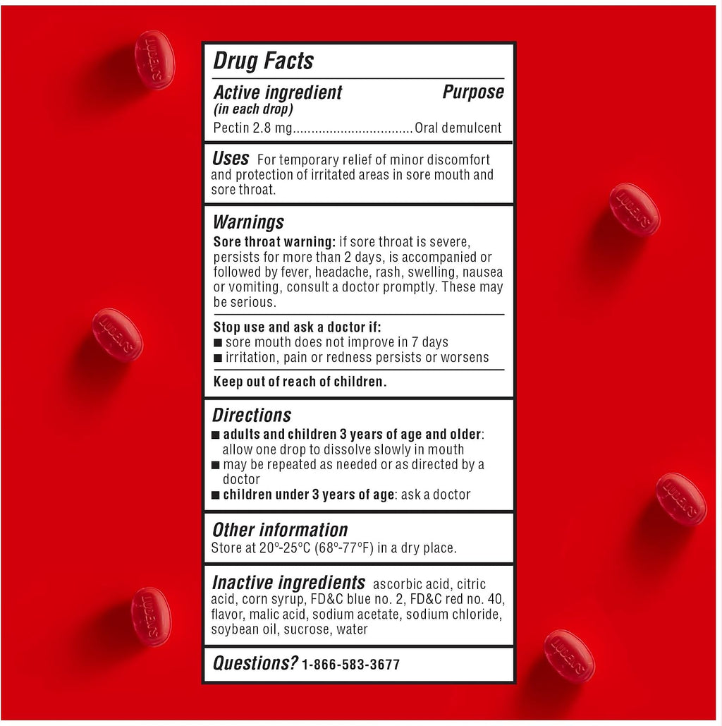 Luden's Sore Throat Relief Drops, Wild Cherry, 90 Count | Sore Throat Lozenges, for Minor Everyday Irritation & Dry Mouth, Soothes Throats, With Pectin