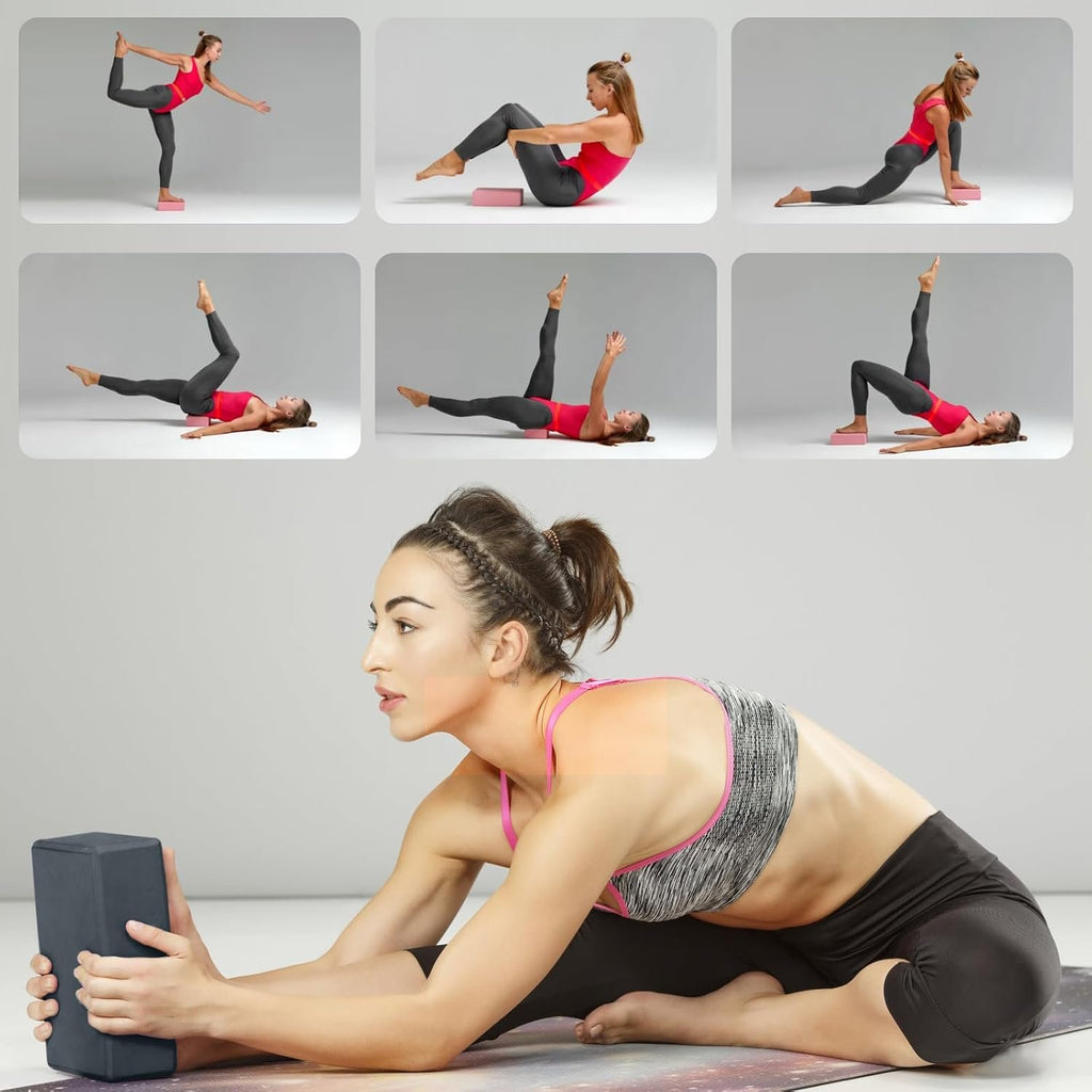 Yoga Blocks 2 Pcs, 9"x6"x3" Yoga Brick Foam Blocks EVA Foam Block Yoga Props Accessories for Yoga Pilates Stretching and Meditation