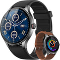 Fitpolo Smart Watch for Men Android & iPhone (2 Bands Jet Black)