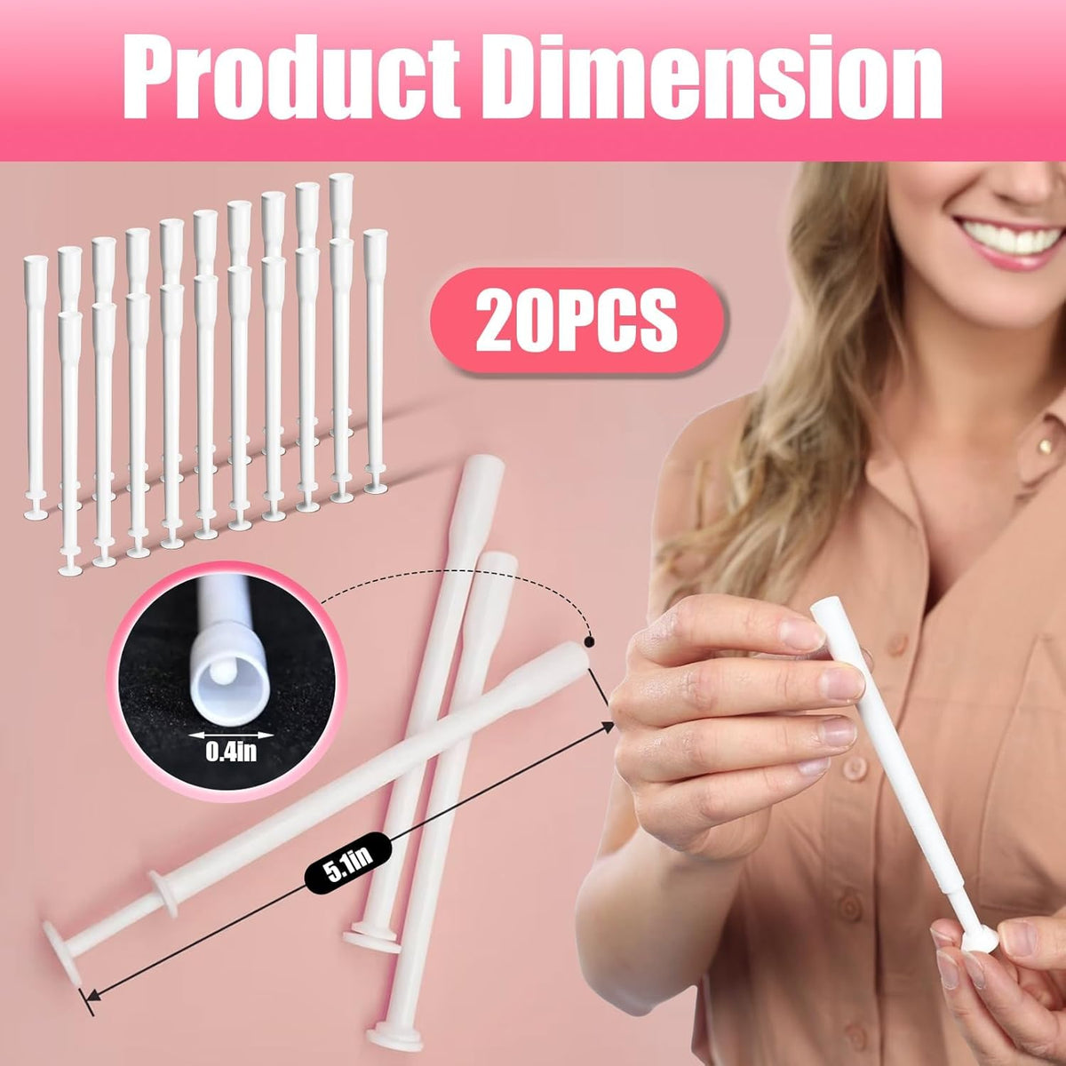 Suppository Applicator, 20 Pcs Vaginal Cream Applicator, Disposable Vaginial Applicators for Most Boric Acid Suppositories, Pills, Tablets and Size 0 and 00 Capsules, Individually Wrapped