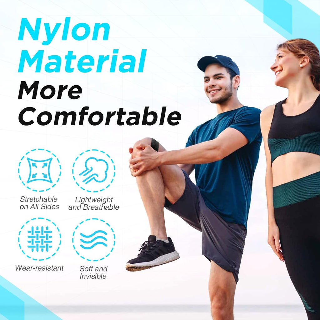 OK TAPE Kinesiology Tape for Knee,Precut 10 Pcs Stretchable on Four Sides | Nylon Waterproof Athletic Tape for Knee Support & Stability,Breathable and Hypoallergenic Black