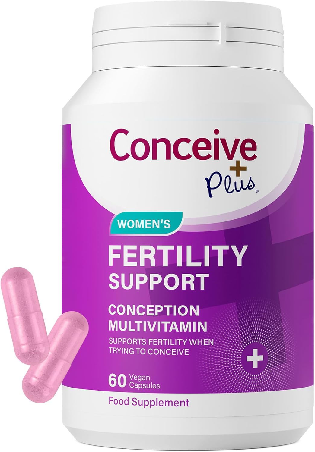 Conceive Plus Women's Fertility Support - Supports Menstrual Regularity & Hormonal Balance - Fertility Supplements for Women with Folate, Vitamin C, Zinc, & Inositol - Prenatal Vitamins - 60 Capsules