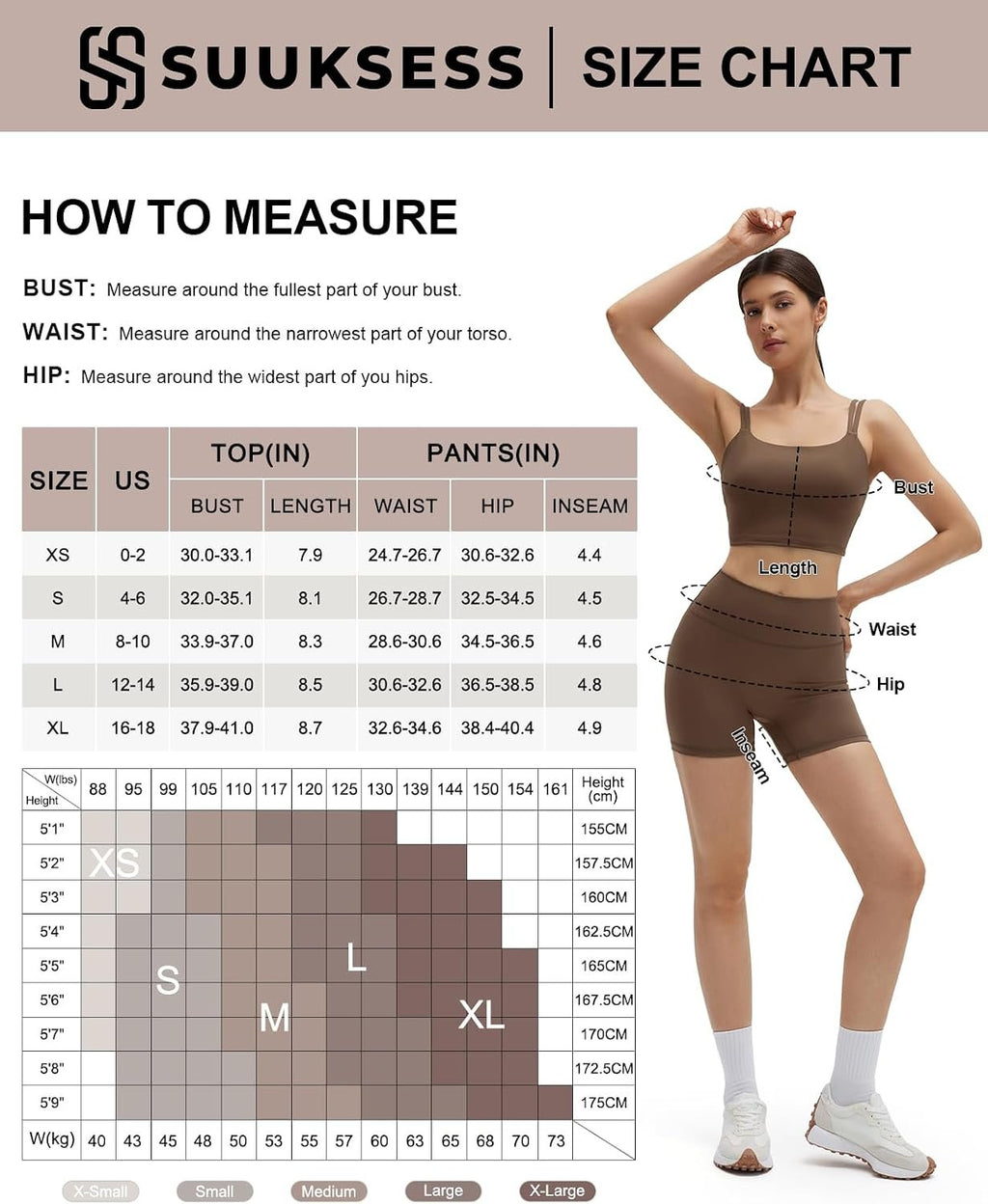 SUUKSESS 2 Piece Workout Sets for Women Twist Back Cami Bike Short