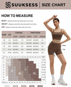 SUUKSESS 2 Piece Workout Sets for Women Twist Back Cami Bike Short