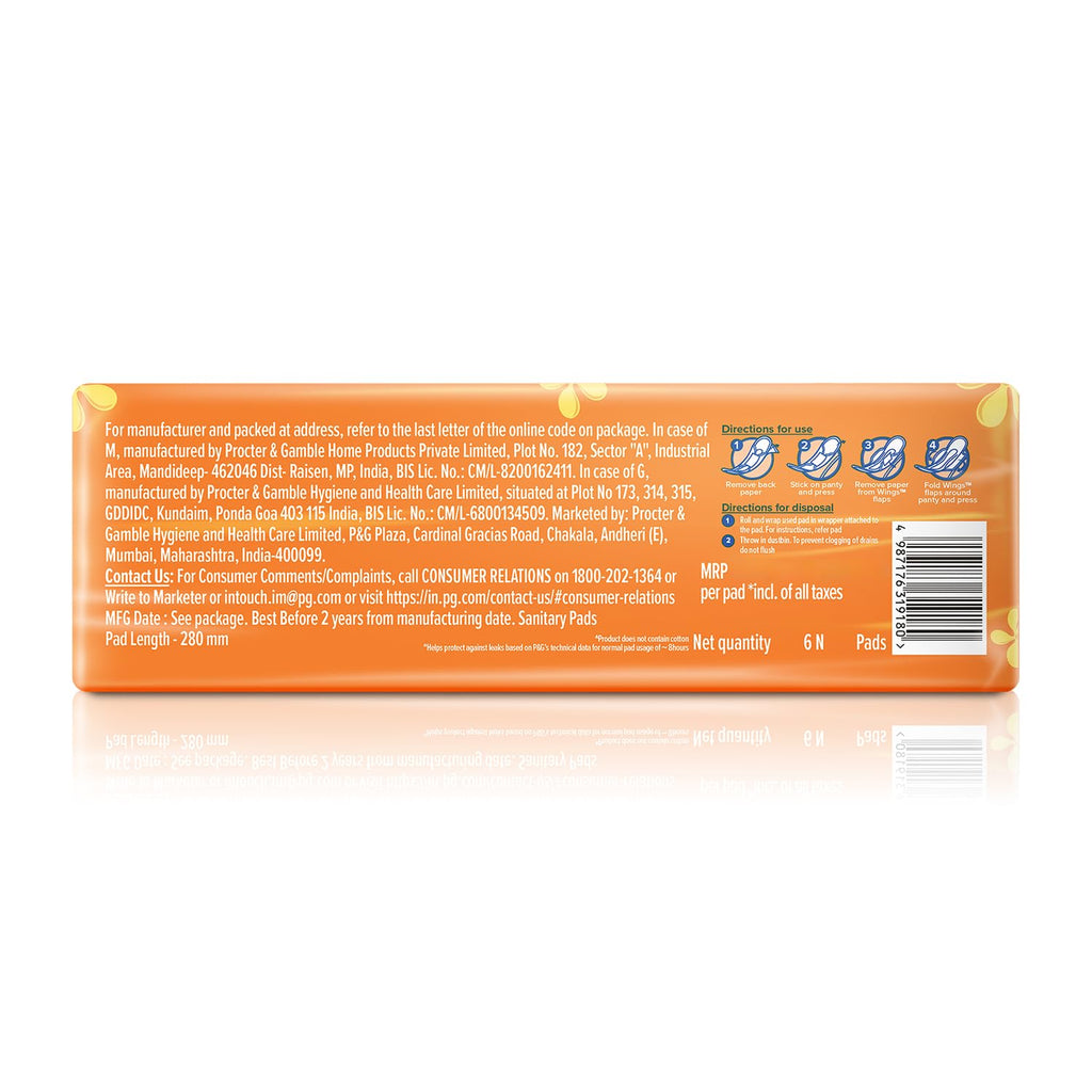Whisper Choice XL, 6 XL Pads for medium to heavy flow, Gives Up to 100% worry-free protection all day