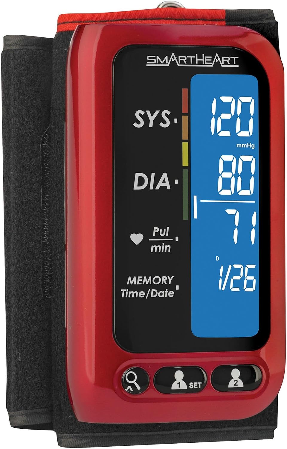 Smartheart Adult Cuff Arm Home Automatic Digital Blood Pressure Monitor 1-Tube Black 1 Each | Digital BP Machine with Attached Cuff, Advanced Inflation & 500 Memory
