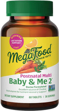 MegaFood Baby & Me 2 Postnatal Vitamins for Women with Moringa, 60 Tablets | Doctor Formulated, Supports Optimal Nutrition for Breastfeeding Mom, with Methylfolate, Choline, Vegetarian, 30 Servings