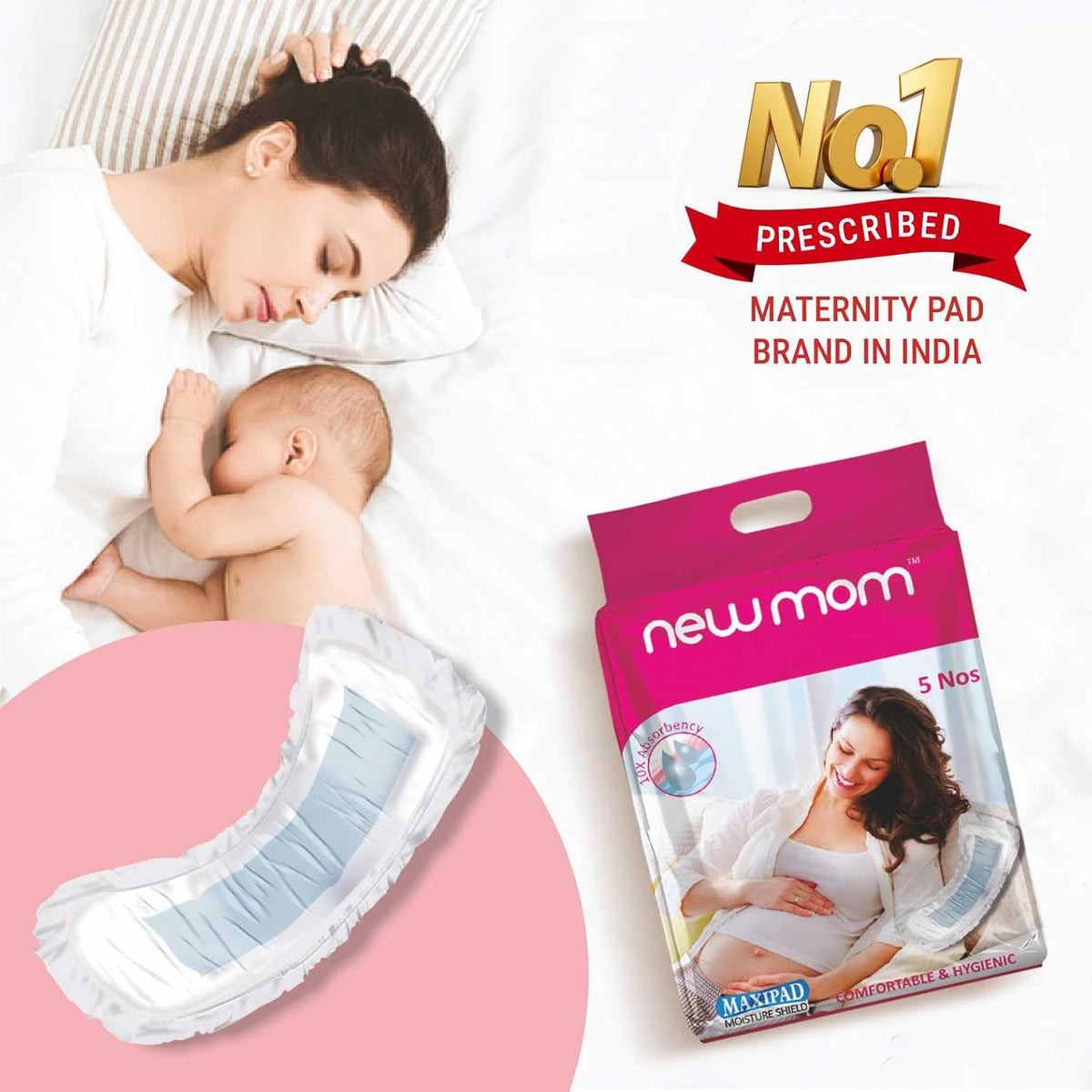 Newmom Disposable Maternity pads - Maxi, Pack of 5 * 3 | For Heavy Bleeding Post Delivery | Super Absorbent and Leak Proof | Soft and Non-irritating | For Extra Heavy Flow and Urine Incontinence
