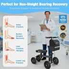 WHLICKS Foldable All Terrain Knee Scooter for Adults for Foot Injuries | Steerable Knee Walker with PU Wheels, Medical Knee Scooter for Broken Foot Injured, Lightweight Leg Scooter for Broken Ankle