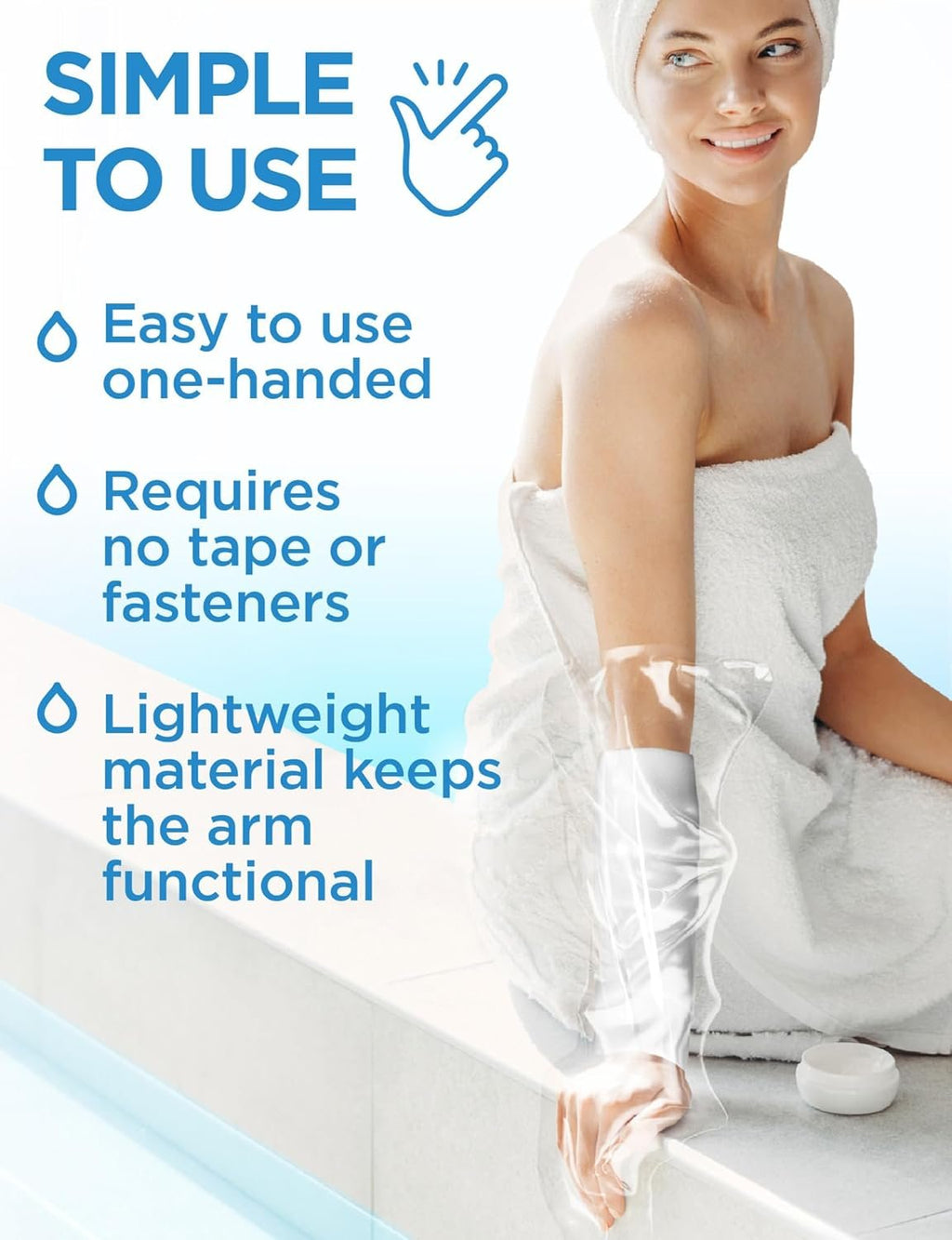 100% Waterproof Cast Covers for Shower Arm - 3pk - Tight Seal - Reusable | Adult Half Arm Cast Protectors - Hand, Wrist, Elbow - After Surgery Bandage and Dressing Cast Bag for Wounds and Burns