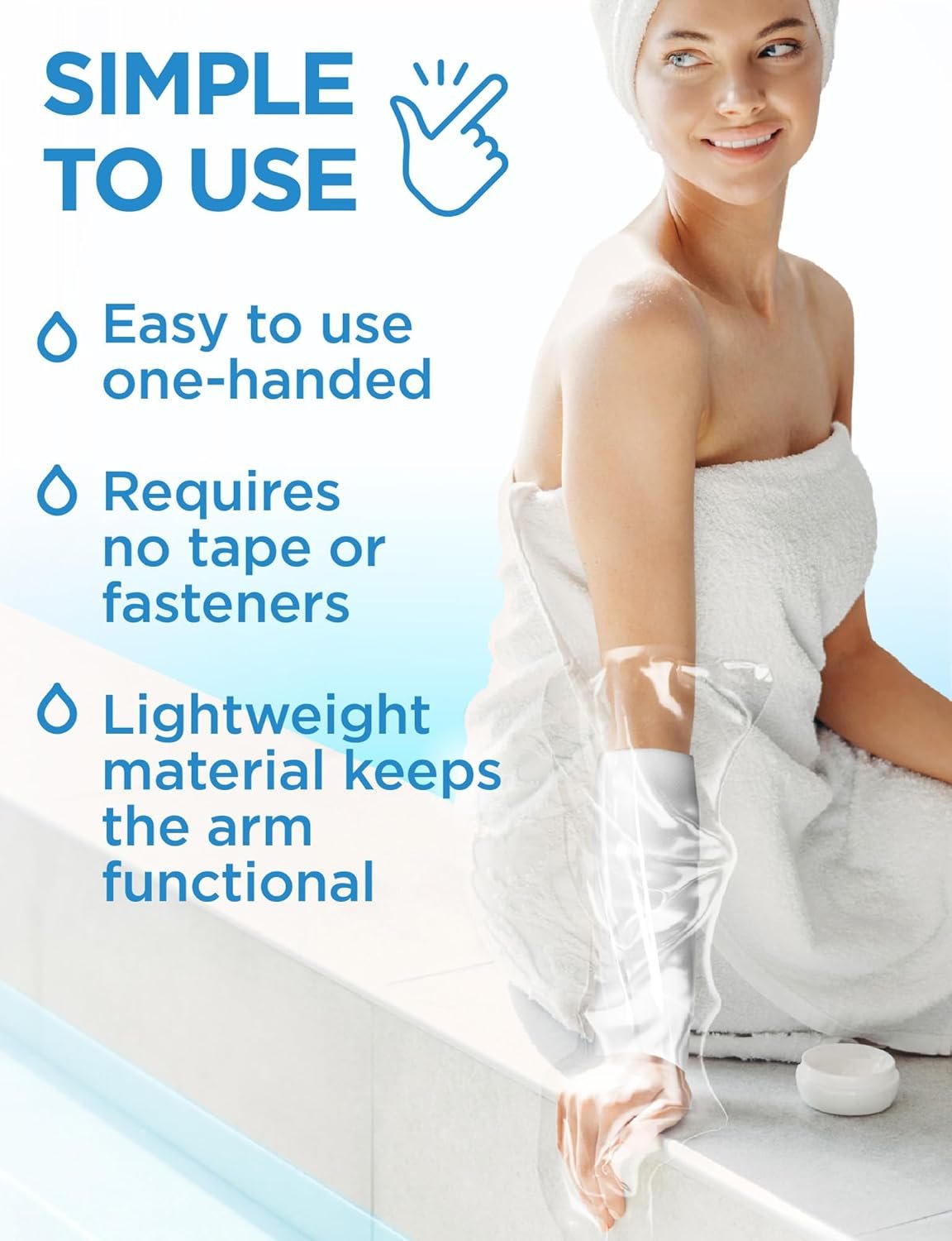 100% Waterproof Cast Covers for Shower Arm - 3pk - Tight Seal - Reusable | Adult Half Arm Cast Protectors - Hand, Wrist, Elbow - After Surgery Bandage and Dressing Cast Bag for Wounds and Burns