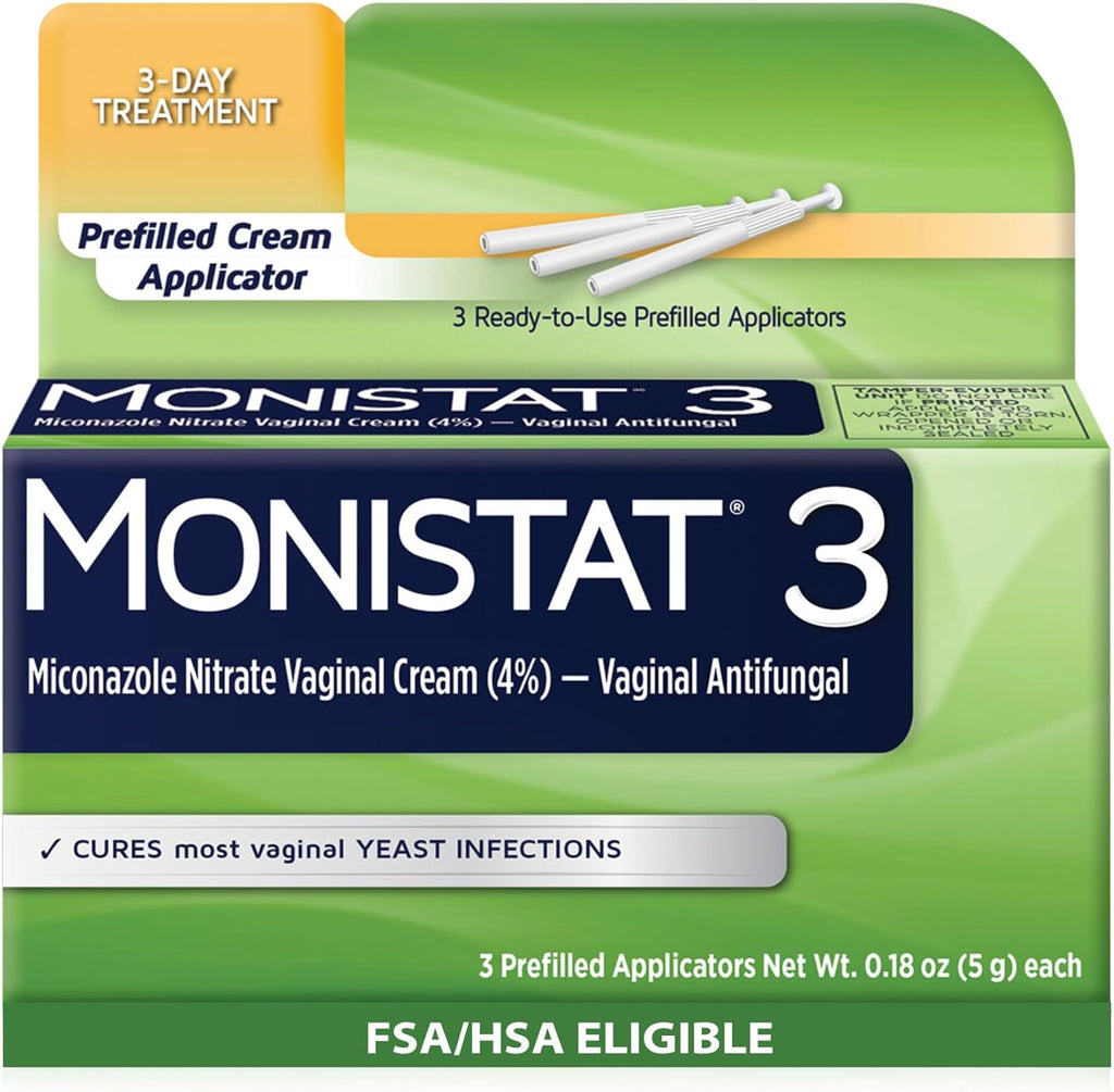 Monistat 3-Day Yeast Infection Treatment for Women, Miconazole Cream, 3 Prefilled Applicators