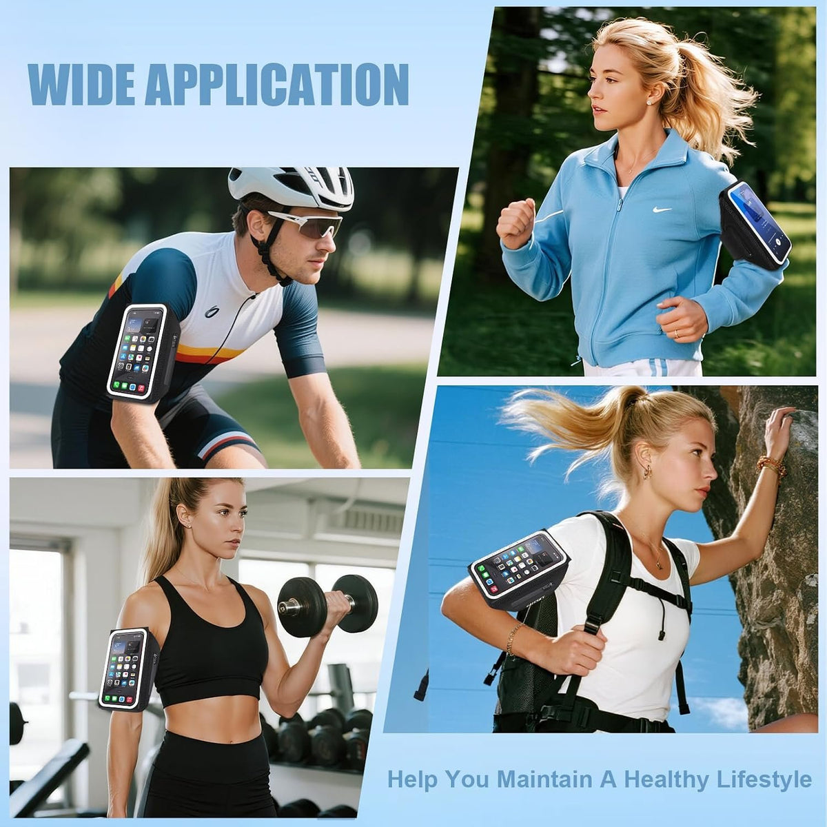 Running Armband 3D Design Sweat Resistant Running Phone Holder Up to 6.9"