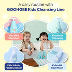 GOONGBE Kids Travel Toiletry Set – 4-in-1 TSA Carry-On Kit with Shampoo, Body Wash, Face Cleanser (Sunscreen Removal) & Lotion, Silicone-Free Low pH for Sensitive Skin1oz Each