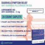 WELMATE Loperamide HCl 2 mg Anti Diarrhea Pills, 24 Caplets - Fast-Acting Diarrhea Medicine for Adults, Traveler's Stomach Relief, Easy to Swallow Antidiarrheal Medication