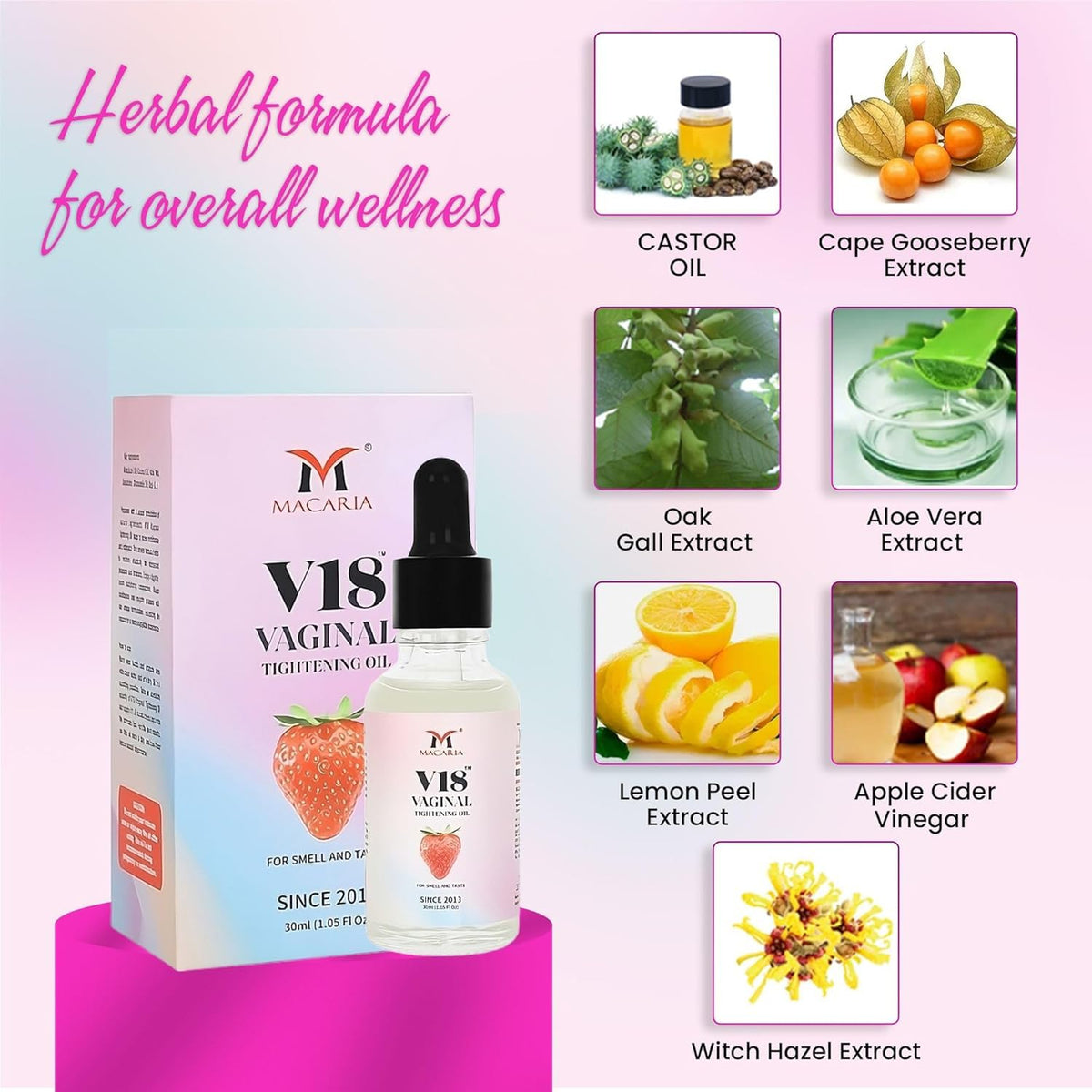 MACARIA V18 Vaginal Tightening Cream, Tightening Gel for Pussy Yoni, Narrows Vaginal Walls Improves Vagina Health, Enhances Intimate Sensitivity Restoring Self-Confidence