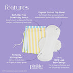 Pinkie Organic Cotton Period Pads for Tweens & Teens - Heavy Flow, 18 Count Combo Pack
