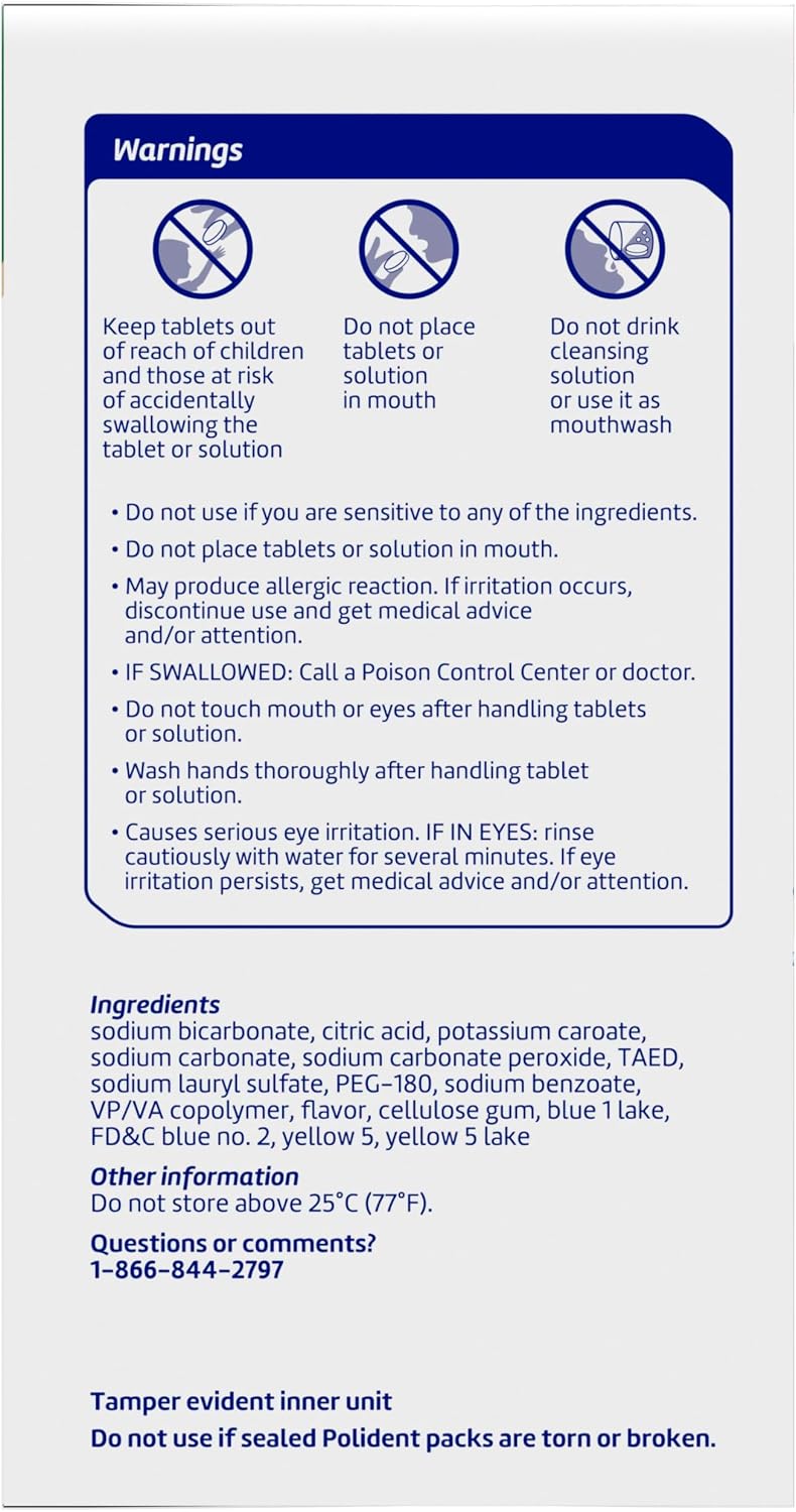 Polident Antibacterial Dental Appliance Cleanser Tablets, 90 Count (2 Pack)