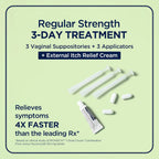 Monistat 3-Day Yeast Infection Treatment for Women, 3 Miconazole Vaginal Suppositories & External Itch Relief Cream (9g Tube) Combo Pack