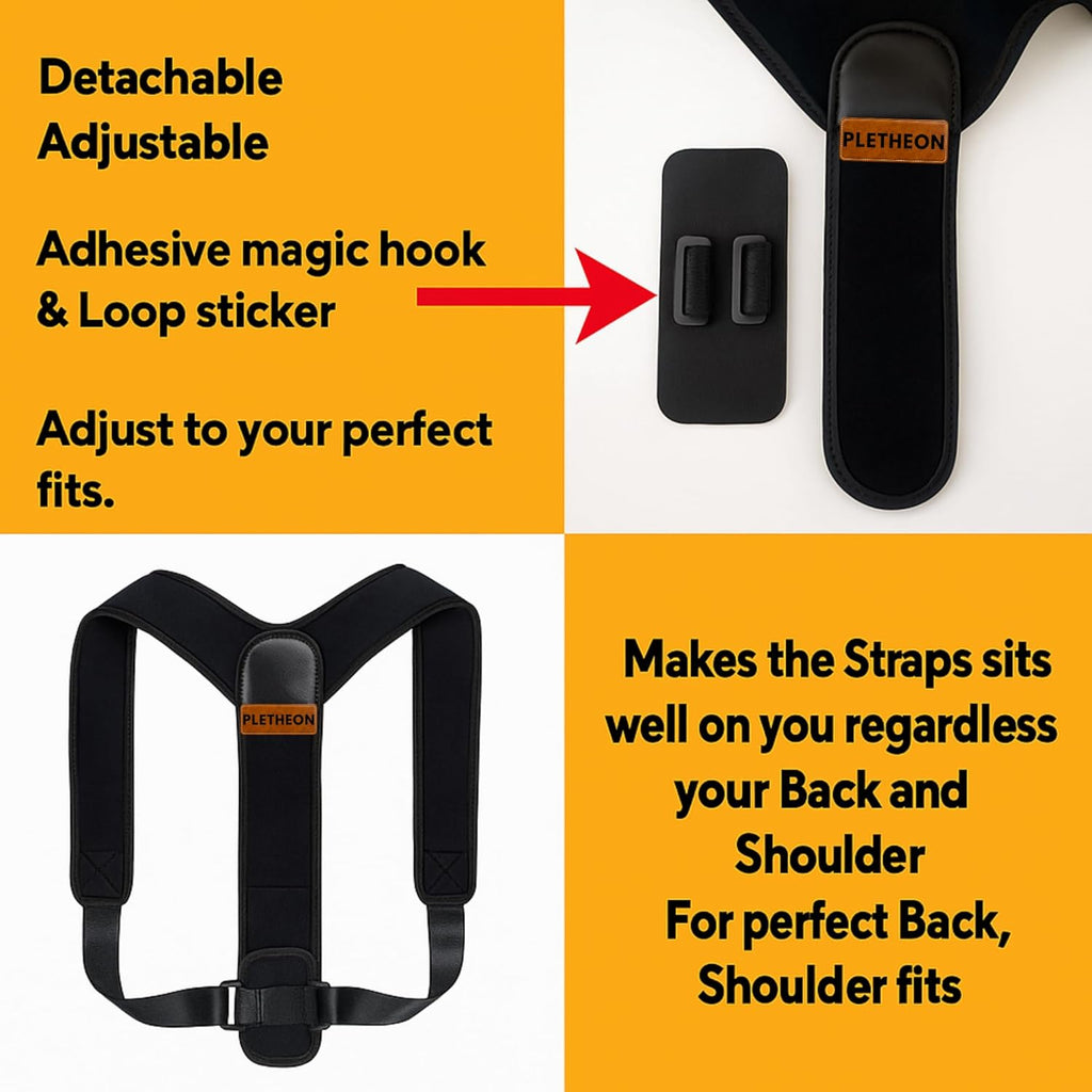 PLETHEON Adult Shoulder Posture Corrector Belt | Clavicle & Upper Back Support Brace | Posture Alignment Support | Fit From 30 to 44 Inch Tummy
