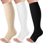 LEVSOX Open Toe Compression Socks for Women & Men 20-30mmHg Toeless Sock Knee High Support Stockings for Circulation Nurses Pregnant Travel